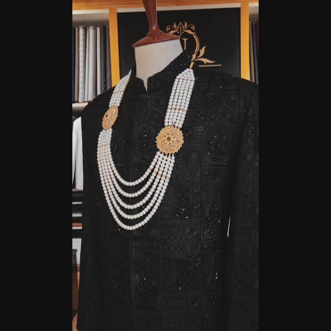 Hand Embellished Black Wedding Sherwani for Groom