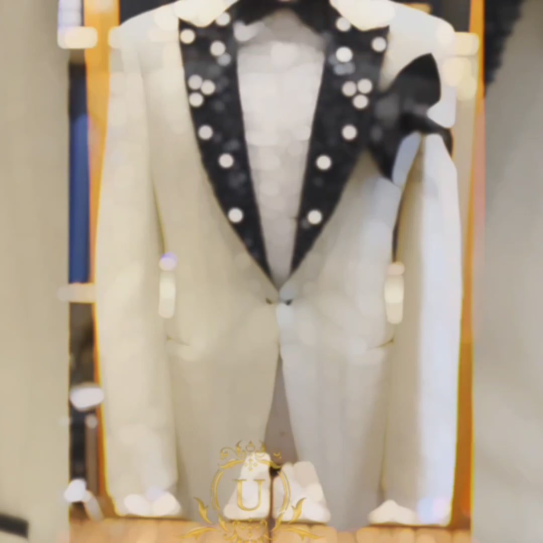 Peak Lapel White Designer Groom Tuxedo Suit | White Tuxedo Suit for Groom
