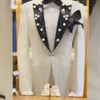 Custom tailored tuxedo 2 piece suit with embellished lapel | White Tuxedo Suit