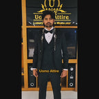 Men's Luxury Black Embroidered Tuxedo 3-Piece Suit with Matching Embroidered Shoes