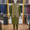 Elegant look fully embroidered mehndi color waistcoat