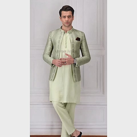 Luxury Embroidered Prince Coat with Kurta Pajama for Men