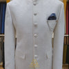 White textured prince coat for marriage| White Prince Coat