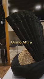 Luxurious Jet Black Groom's Turban with Hand Embellishments