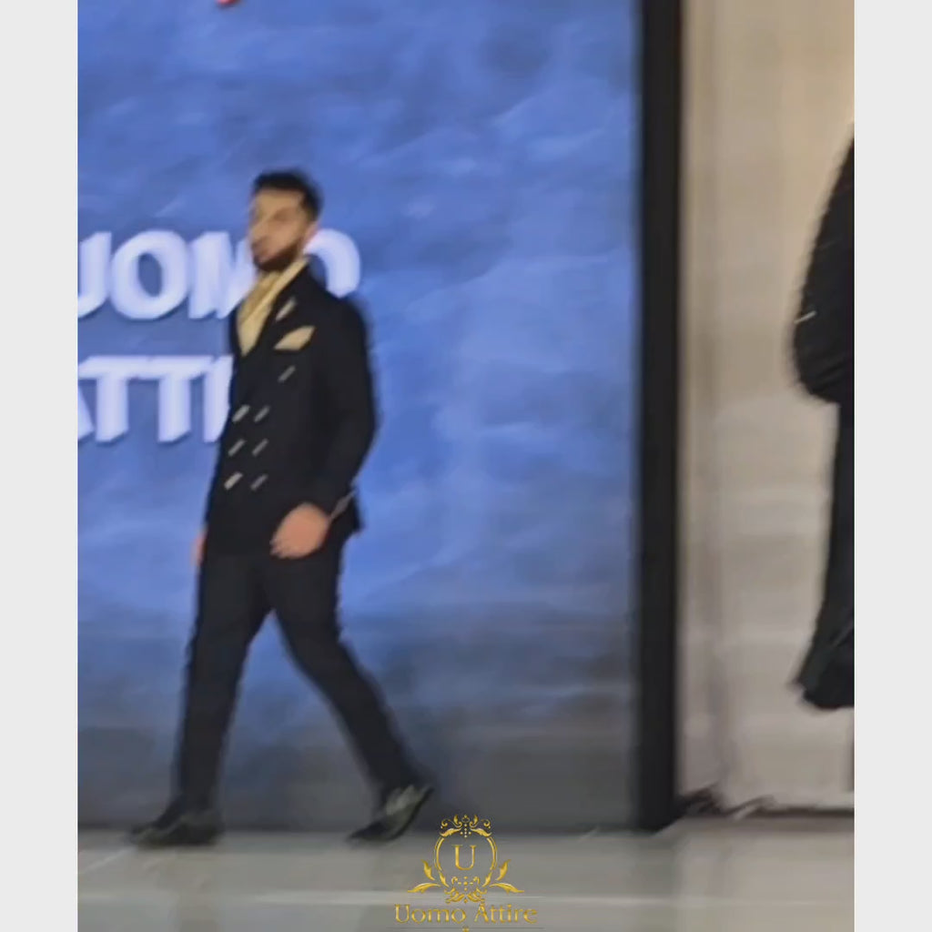Bespoke Italian Wool Midnight Blue Double Breasted Suit
