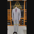 Men's Luxury Light Grey Italian Tropical 2-Piece Suit