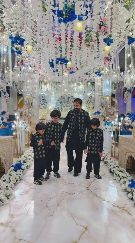 
                  
                    Charger et lire la vidéo dans la visionneuse de la Galerie, Black Multicolor Embroidered Waistcoat with Hand Embellishment work Worn by Mr. Waqas
                  
                