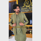 Pistachio Green Fully Embroidered Prince Coat for Men with Matching Embroidered Kurta Pajama
