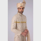 Exquisite Luxury Embroidered Sherwani for the Groom with Full Jewelry Embellishment