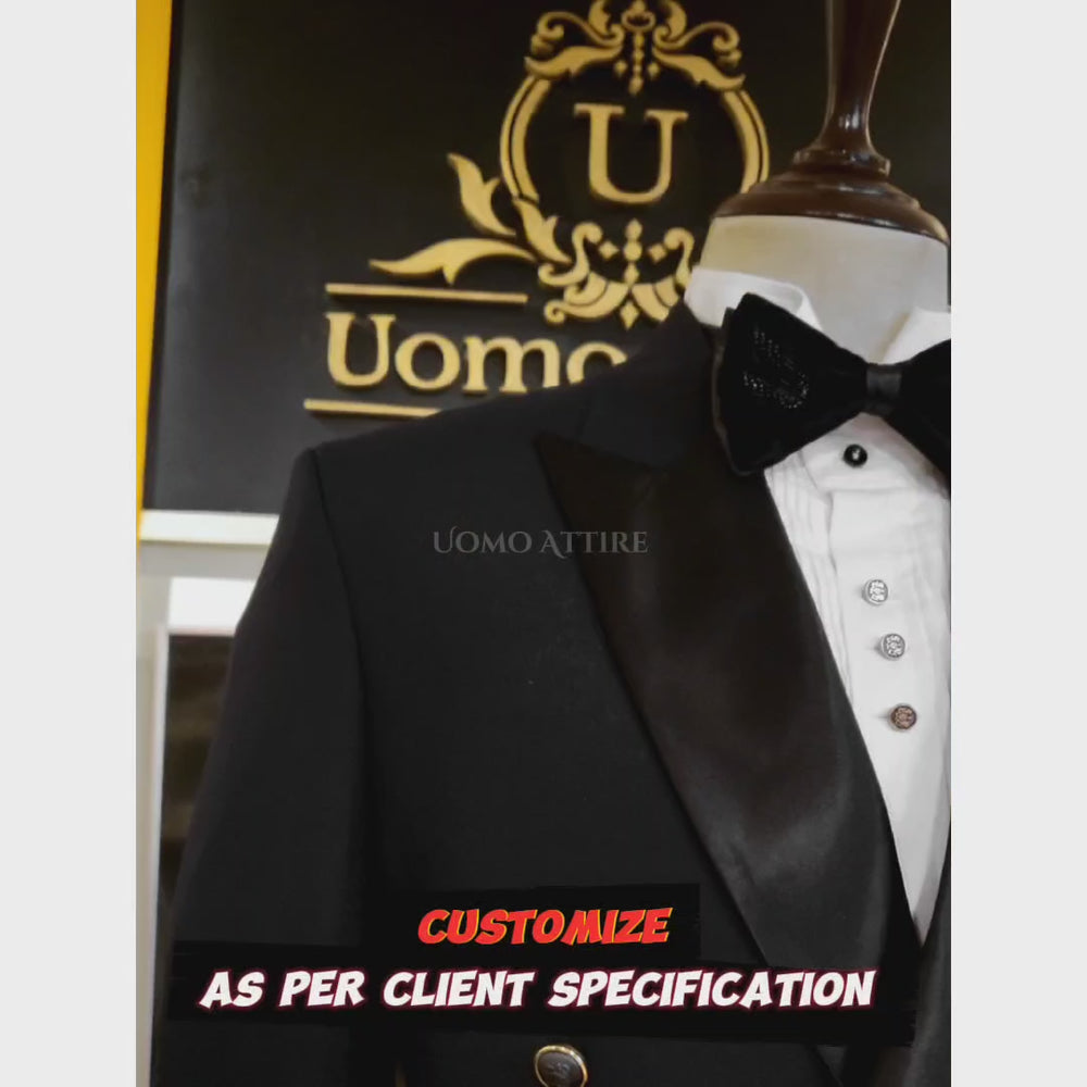 
                  
                    Charger et lire la vidéo dans la visionneuse de la Galerie, Luxury Black Wedding Tuxedo Suit Style for Men | Black Tuxedo Styles in USA
                  
                