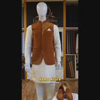 Rust Color Designer Waistcoat for Mehndi