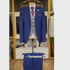 Contrast double breasted 3 piece suit for men