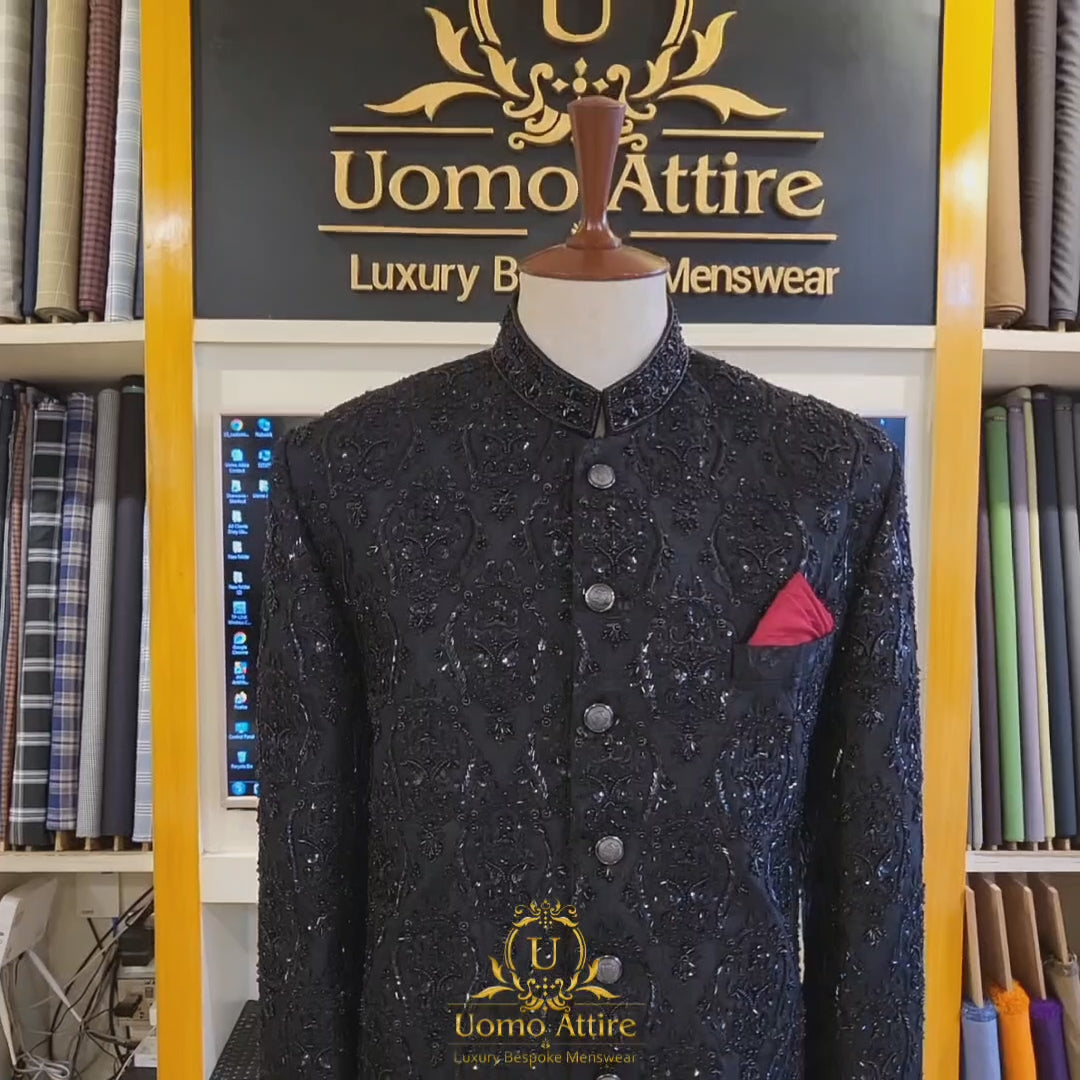 Black Sherwani for Groom
