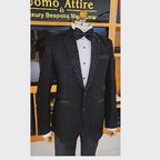 Men's Luxury Black Embroidered Tuxedo 2-Piece Suit