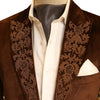 Brown Velvet Tuxedo Jacket with Floral Hand Jewlery Work