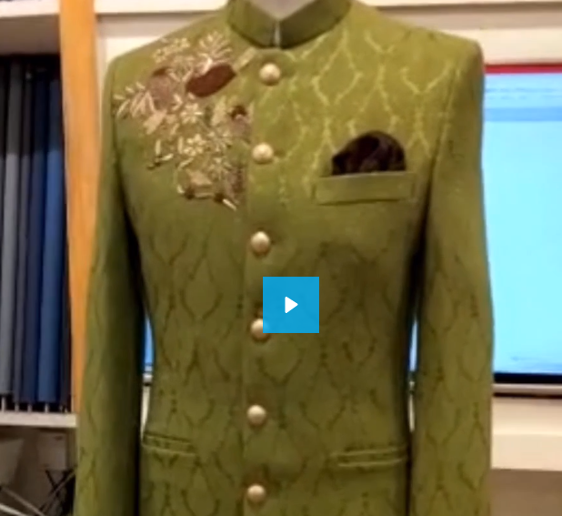 
                  
                    Load and play video in Gallery viewer, Custom made prince coat in pure soft karandi fabric | deep green prince coat in pakistan
                  
                