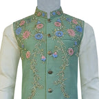 Hand Embellished Mehndi Waistcoat for Groom - Buy Online in USA