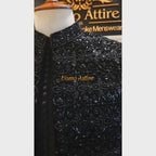Jet Black Customized Open Front Fully Hand-Embellished Sherwani for Groom