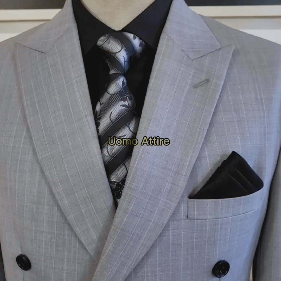 
                  
                    Carica e riproduci video nel visualizzatore Galleria, Light Grey Pant for Double Breasted Suit
                  
                