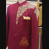Self motif jamawar maroon prince coat | Prince Coat