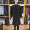 Black kurta pajama design for men in Raw Silk Fabric | Black Kurta Pajama