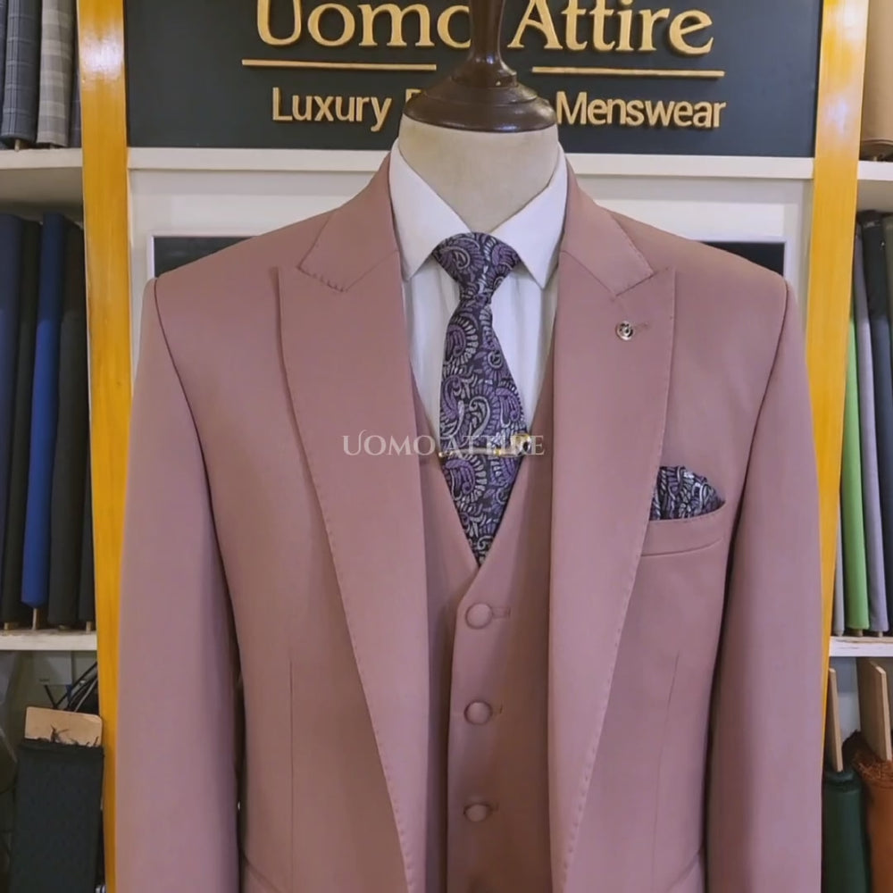 
                  
                    Load and play video in Gallery viewer, Light Pink Men&amp;#39;s 3 Piece Suit for Special Occasions
                  
                