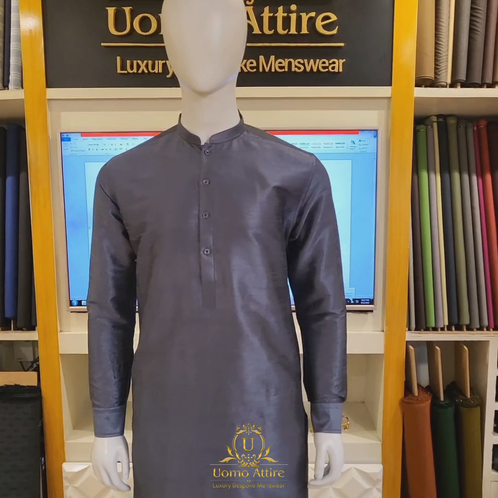 
                  
                    Carica e riproduci video nel visualizzatore Galleria, Silver gray kurta pajama design for men | Kurta Pajama Designs
                  
                