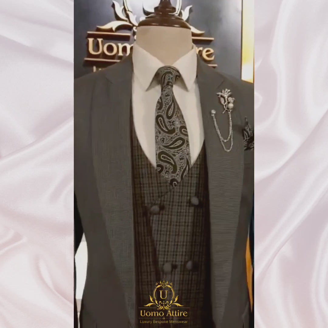 charcoal grey slim fit three piece Suit | Mens Gray Suit