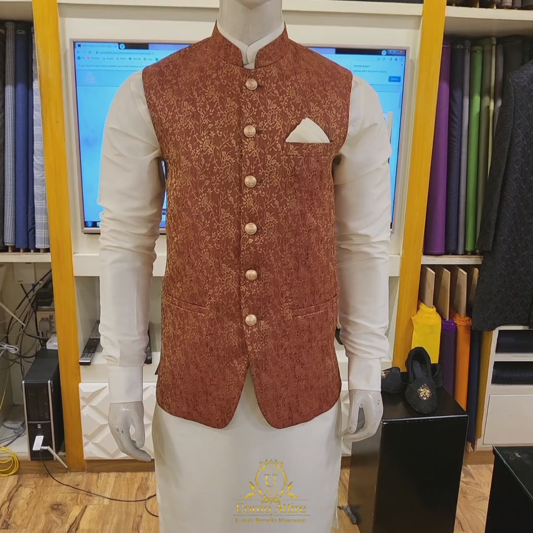 
                  
                    Load and play video in Gallery viewer, Indian imported jamawar waistcoat, waistcoat, Waiscoat for men
                  
                