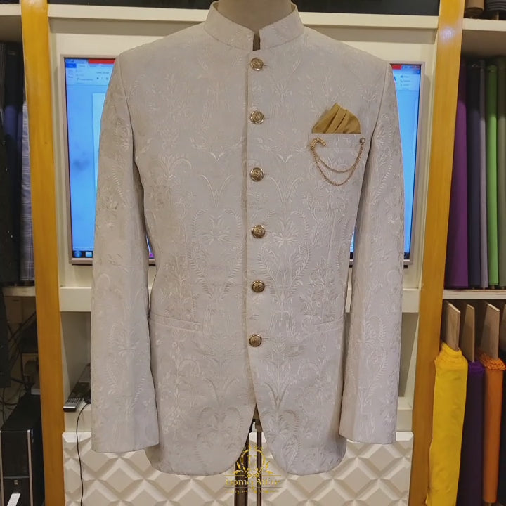 
                  
                    Load and play video in Gallery viewer, Organza embroidered silm fit customized prince coat
                  
                