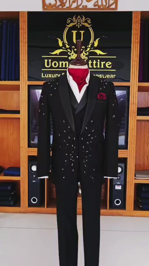 LUXURY BLACK HAND-EMBELLISHED TUXEDO WEARED BY MR JAWAD