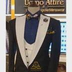 Black and white slim fit tuxedo three piece suit | Black Tuxedo Suit