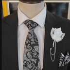 Customized three piece suit with U-shap double breasted vest | Black Suits for men