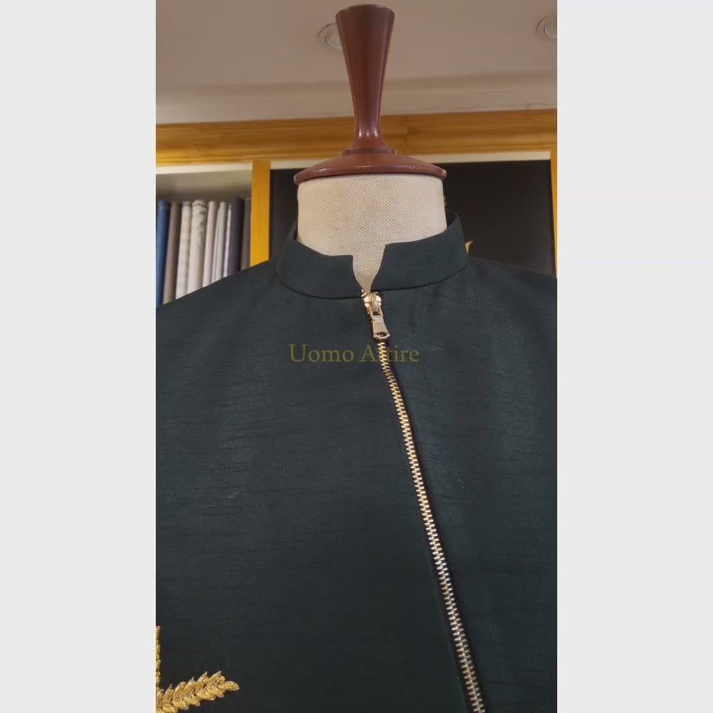 Bespoke Designer Deep Green Luxury Prince Coat | Designer Prince Coat
