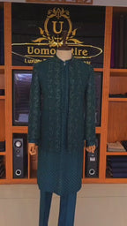 EMERALD REGAL EMBROIDERED BANDHGALA SUIT