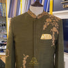 Custom-tailored embellished prince coat for men | Deep green prince coat for mehndi