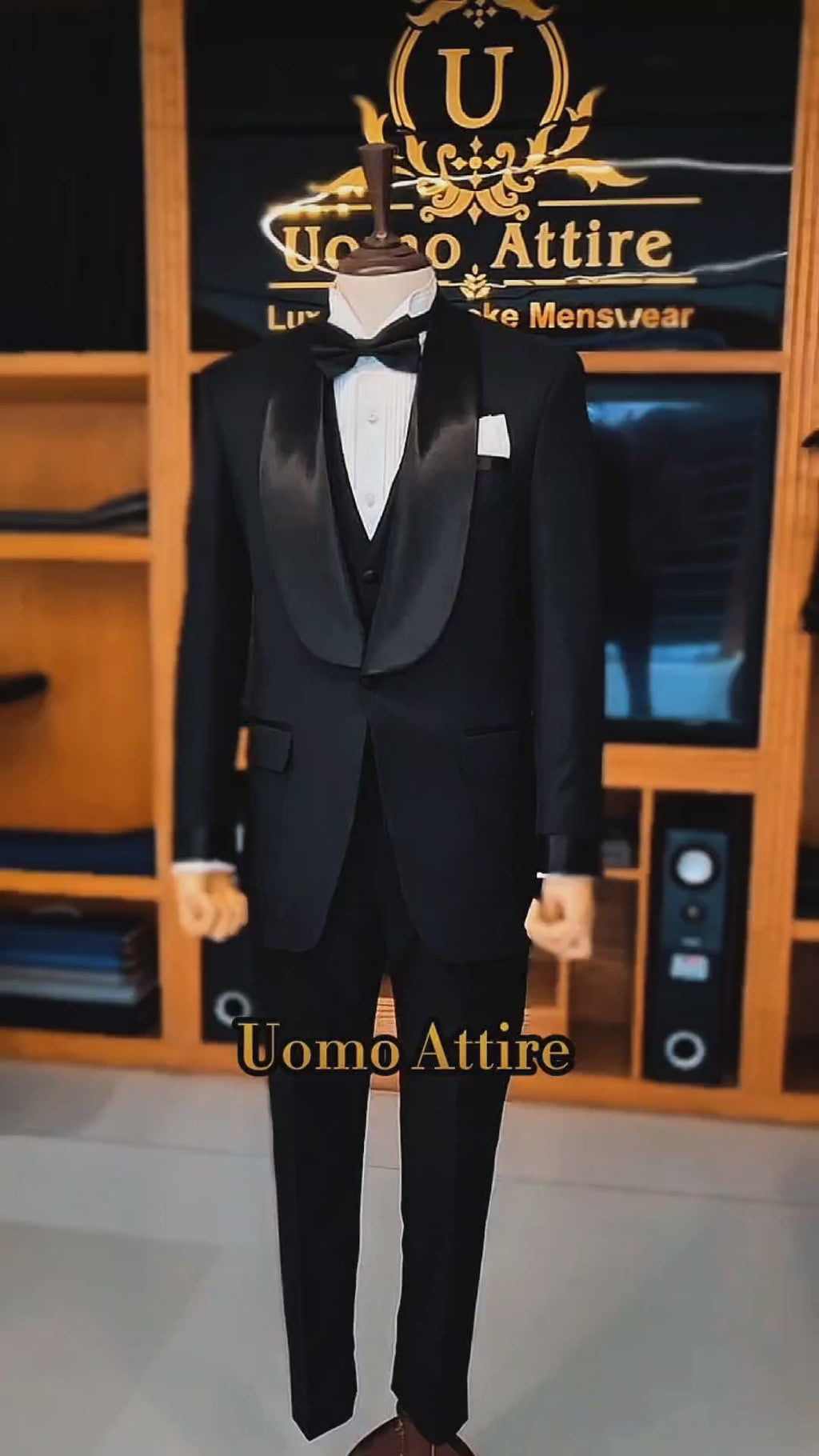 Men's Luxury Black Tuxedo 3-Piece Suit with Shawl Lapel