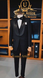 Men's Luxury Black Tuxedo 3-Piece Suit with Shawl Lapel