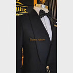 Men's Luxury Self Grey Double-Breasted Tuxedo with Peak Lapel