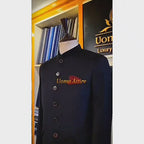 Custom Made Black Prince Two-Piece Suit with Intricate Silver Pickstitching for Men