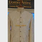 Exquisite Krandi Fabric Sherwani with Luxurious Golden Brass Button Closure