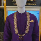 Plum color waistcoat with same kurta pajama and same fabric khussa video