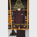 Luxurious Maroon Prince Two-Piece Suit for Men with Golden Embellishments