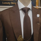 Bespoke Mens Brown Luxury 3 Piece Suit for Men