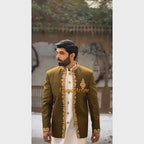 Perfect Blend of Tradition and Modernity with Our Custom-Made Olive Green Prince Coat