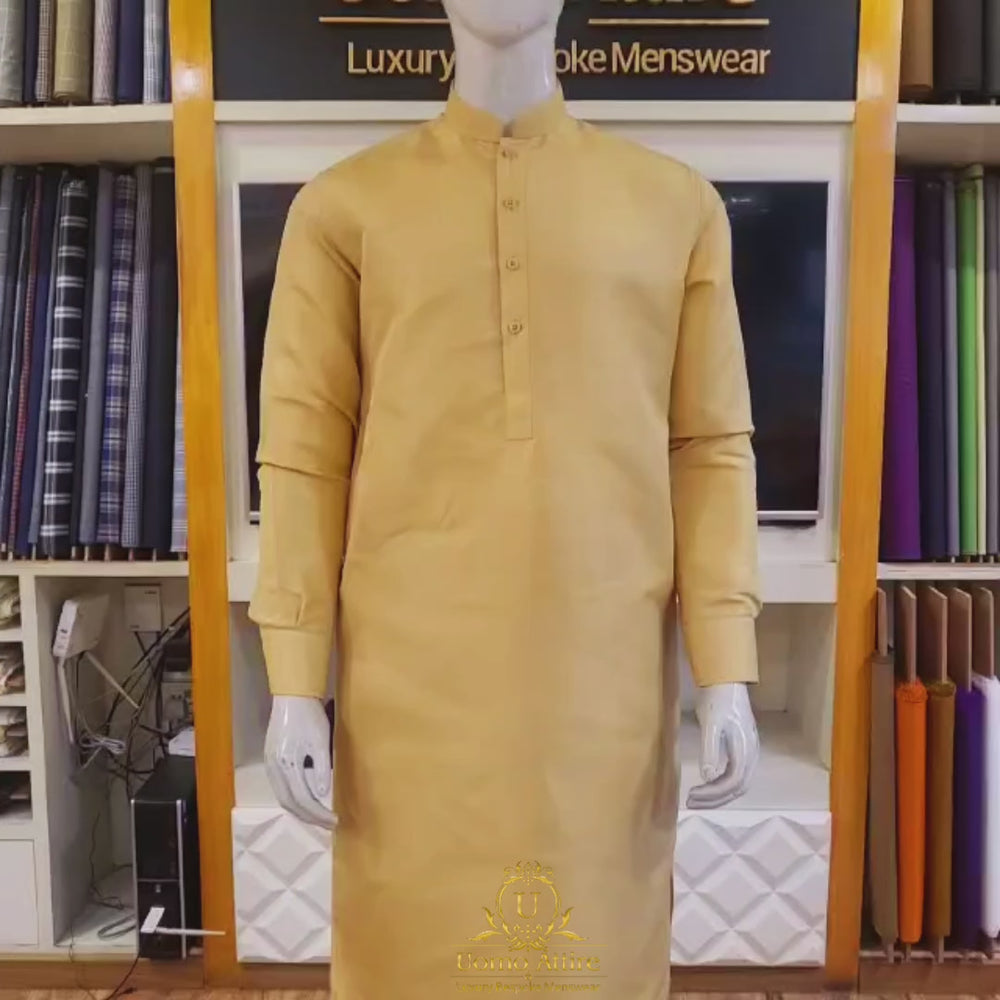 
                  
                    Load and play video in Gallery viewer, Golden kurta pajama for mehndi
                  
                