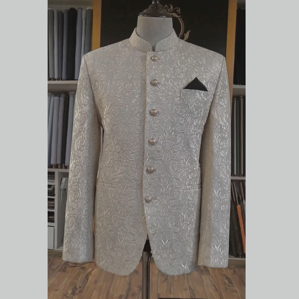 
                  
                    Load and play video in Gallery viewer, Finch cream fully embroidered prince coat - Prince Coat for Groom
                  
                