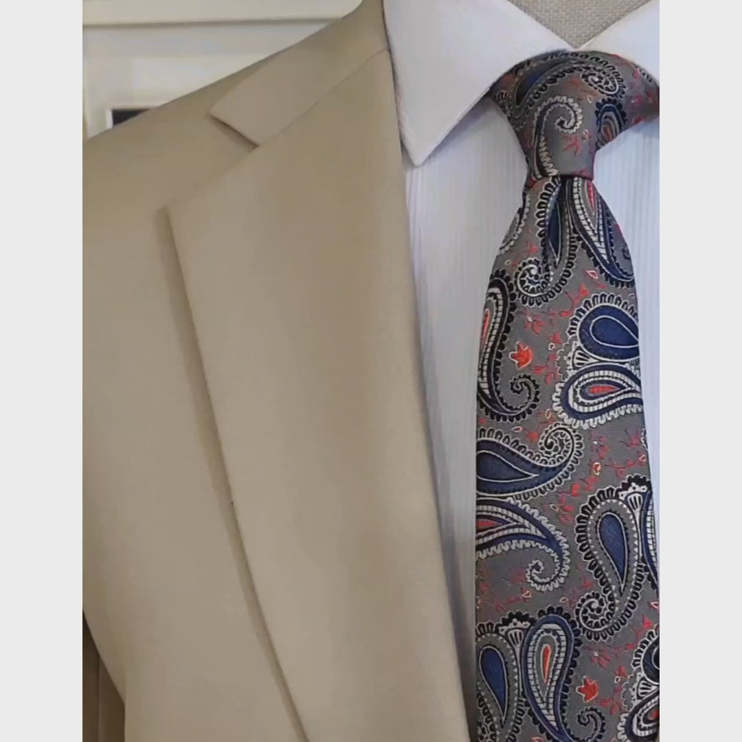 Custom Made Beige Color Slim Fit Men's Suit