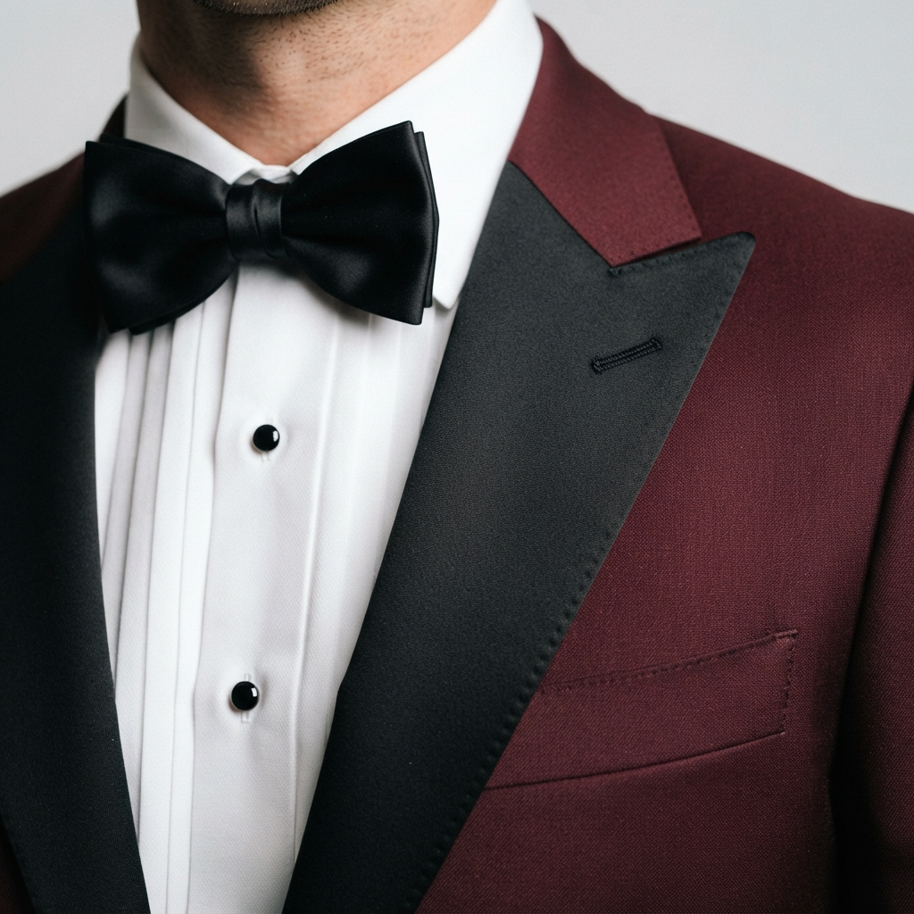 
                  
                    Men's Deep Red Tuxedo Jacket with Contrast Black Lapels
                  
                