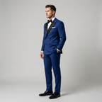 Custom Royal Blue Double-Breasted Tuxedo Jacket